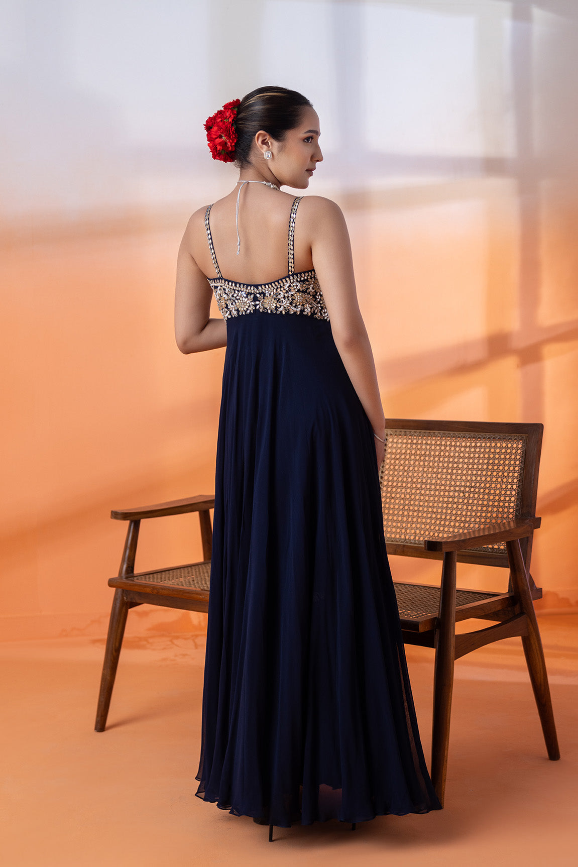 Aafreen Blue Mirror Anarkali Ensemble