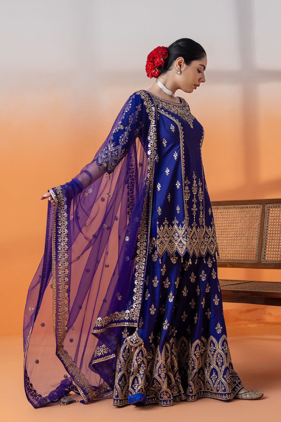 Riwaayat-e-Surkh Mirror Purple Sharara Set