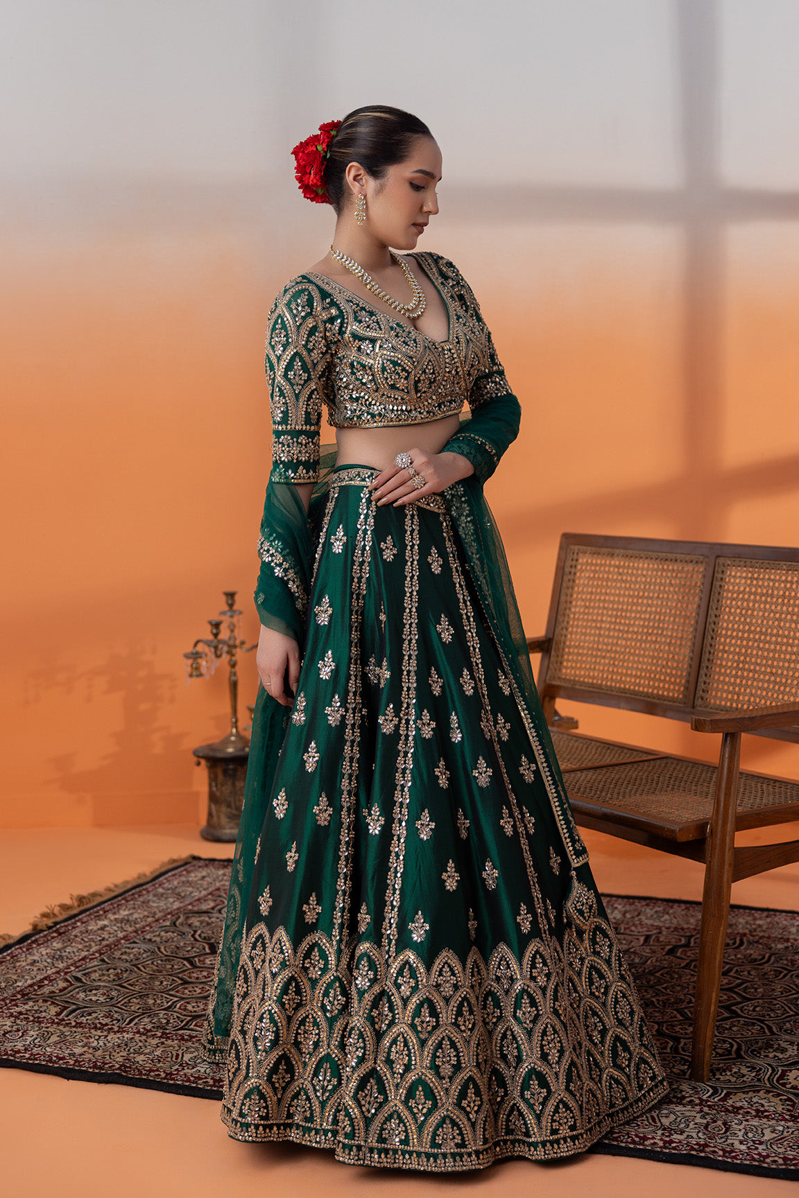 Meher-e-Zaitoon Applique Green Set