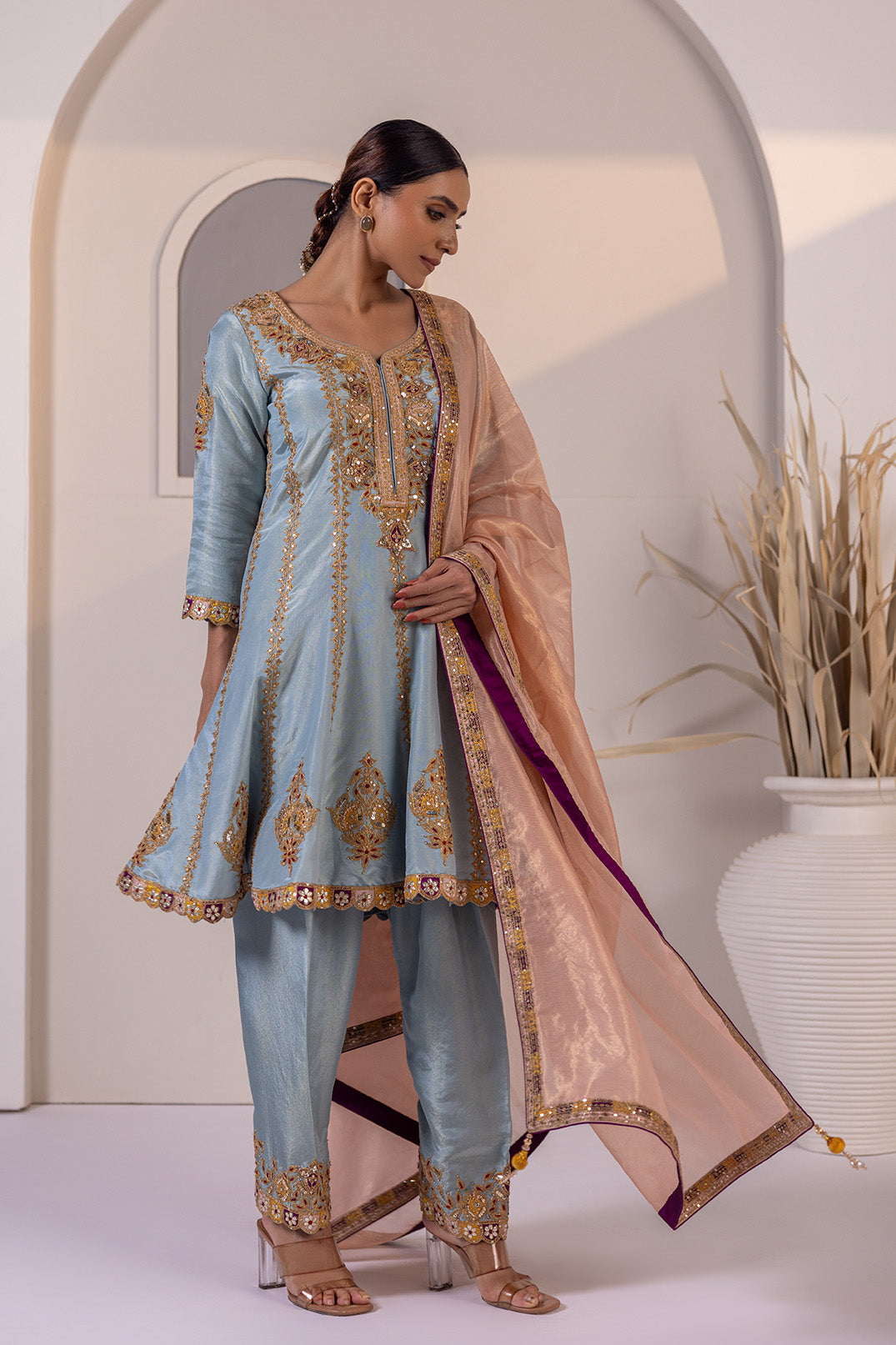 Rangrez Azure Dhoti Salwar Ensemble