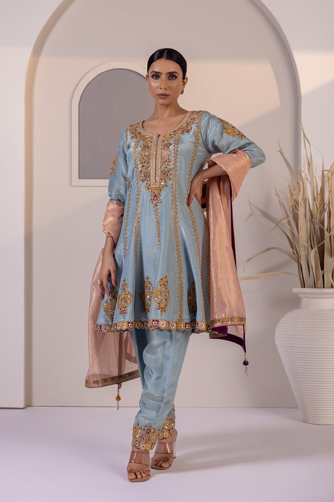 Rangrez Azure Dhoti Salwar Ensemble