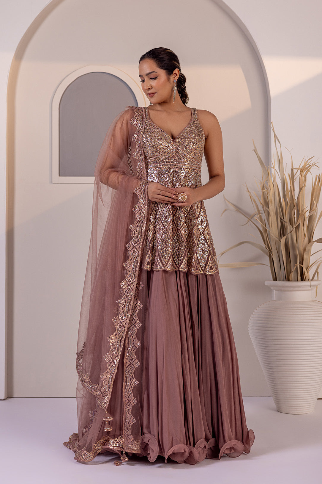 Aafreen Luxe Peplum and Skirt Set