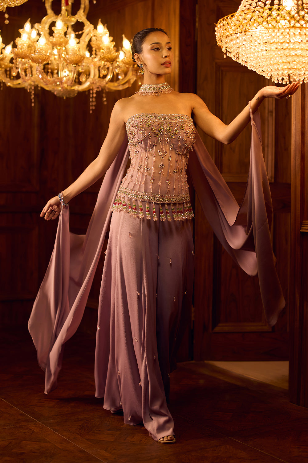 Mehnaaz Dusty Mauve Sharara Suit