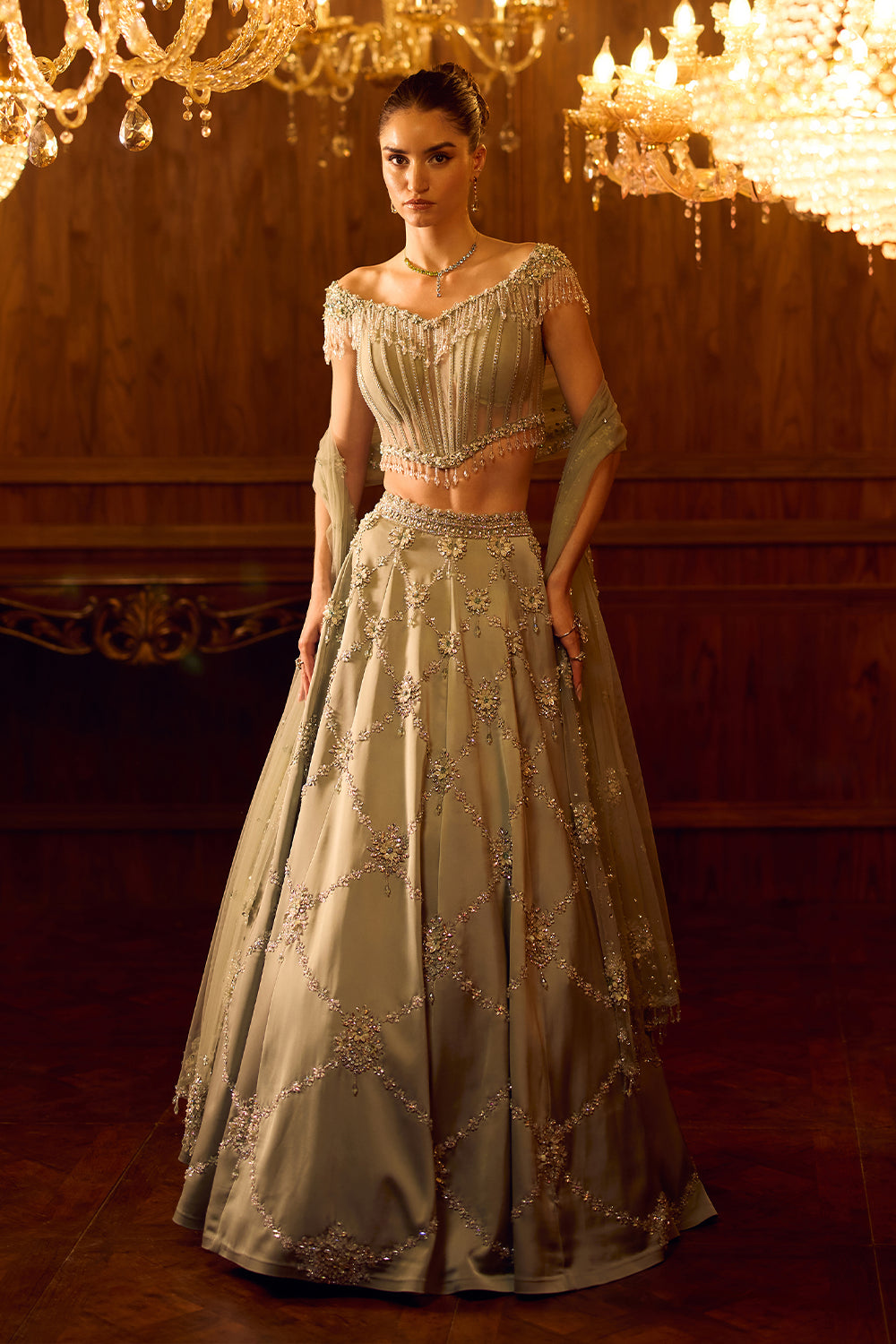 Naazneen Mint Corset Lehenga Set