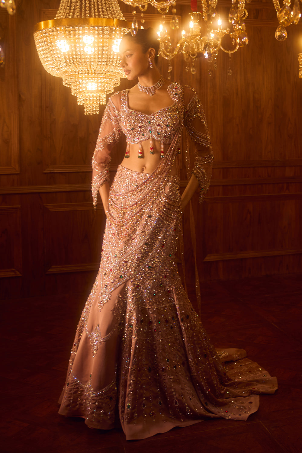 Gulnaar Rose Brown Lehenga Set