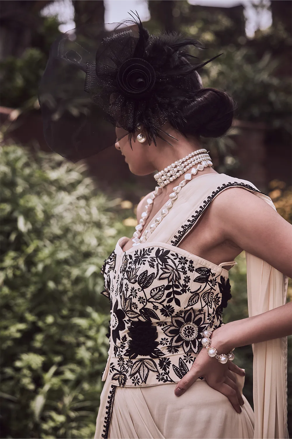 Kohinoor Tube Corset and Gharara Drape Saree Set