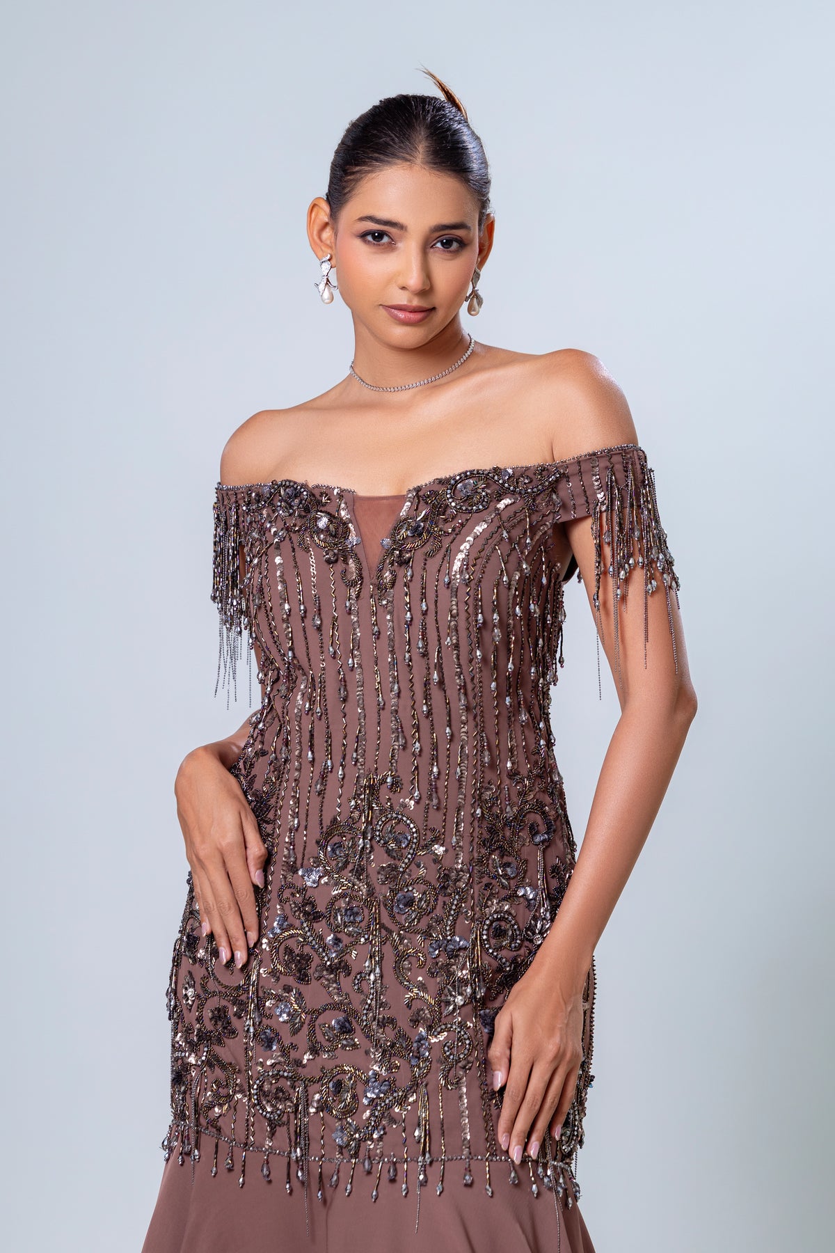 Fishcut embellished gown