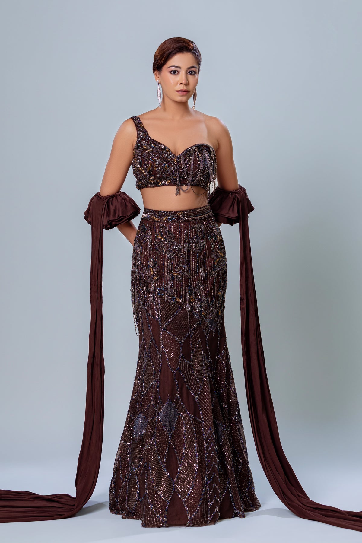 A-line Skirt with corset and dupatta