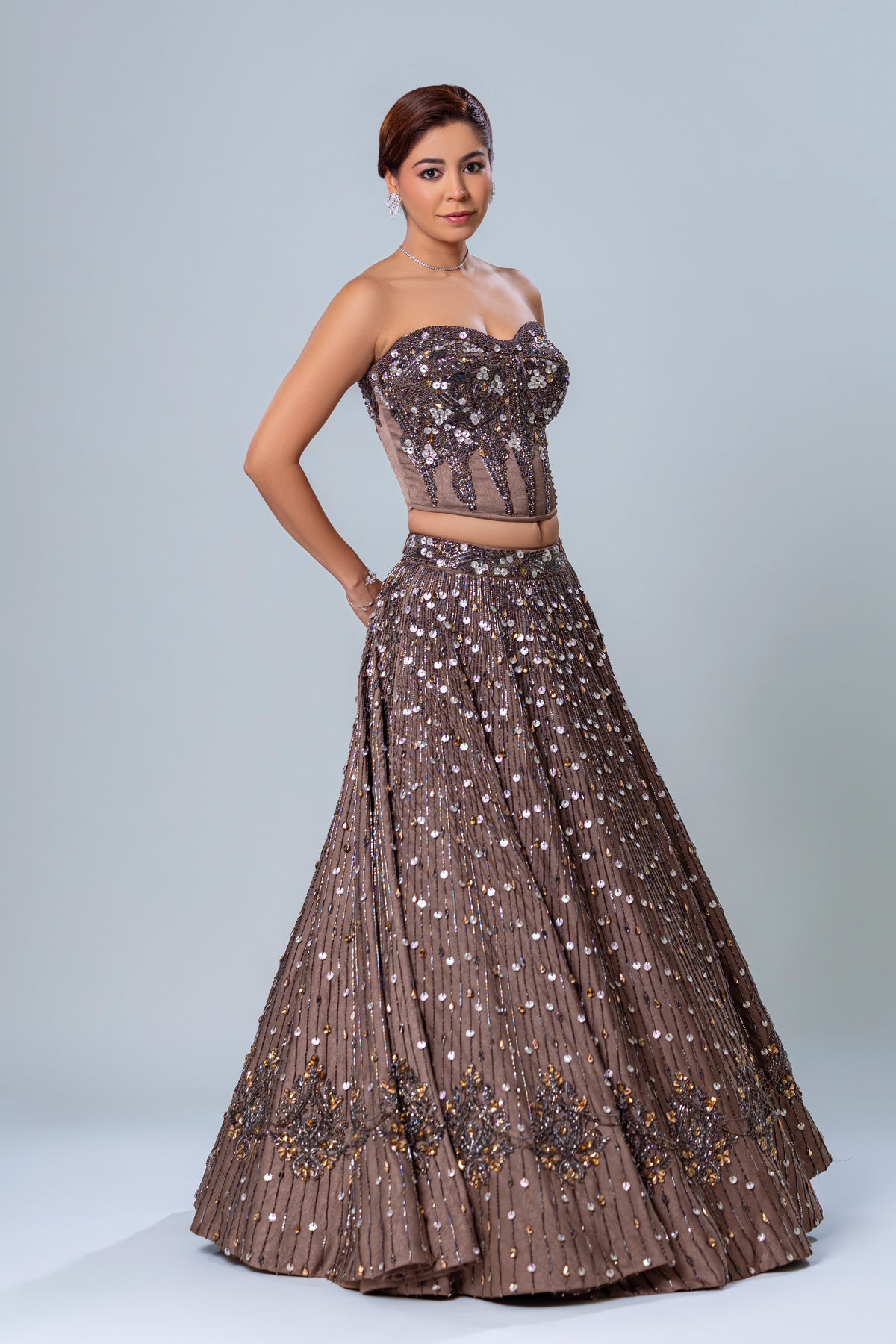 Fishcut-skirt-with-short-blouse-and-dupatta- Roop Vatika Official