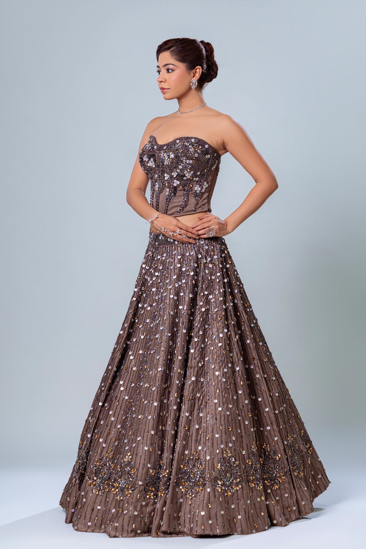 Fishcut-skirt-with-short-blouse-and-dupatta- Roop Vatika Official