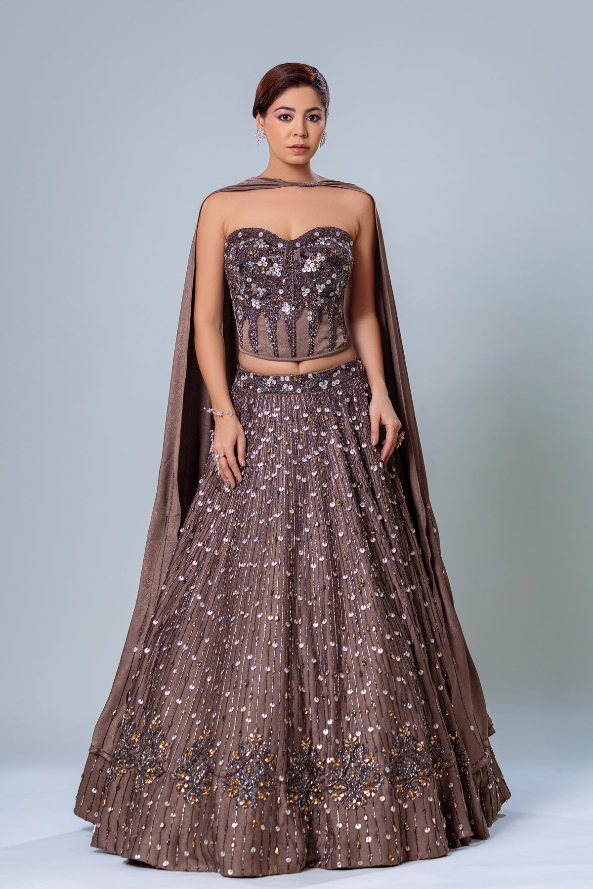 Fishcut-skirt-with-short-blouse-and-dupatta- Roop Vatika Official