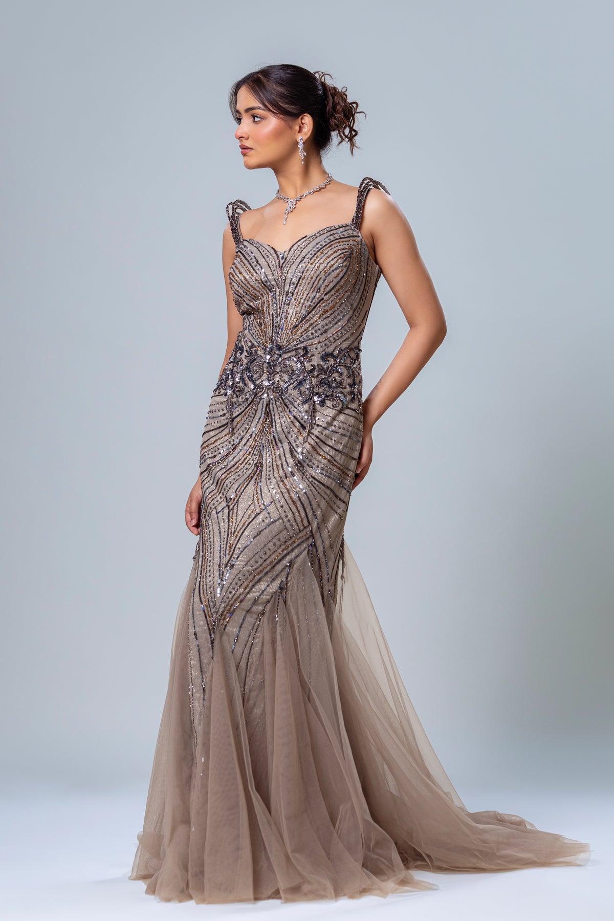 Fishcut tulle gown