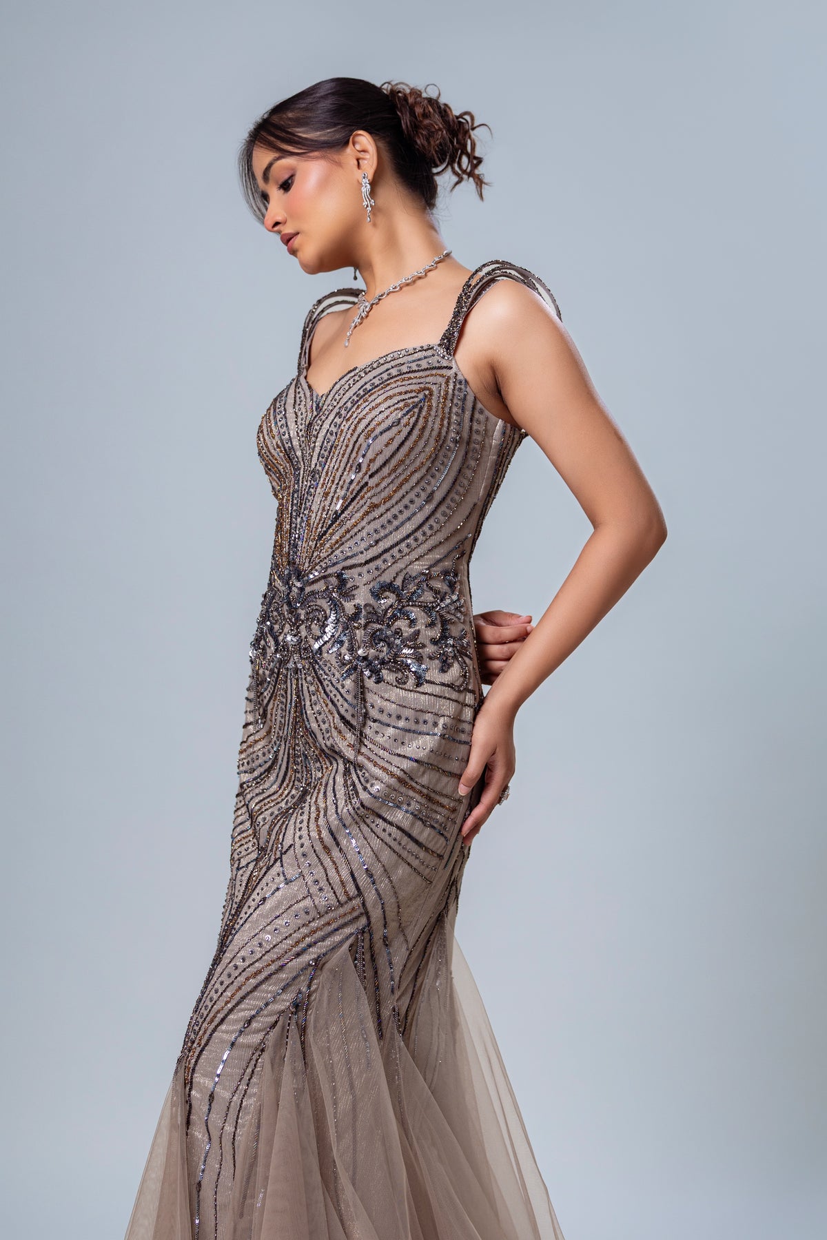 Fishcut tulle gown- Roop Vatika Official