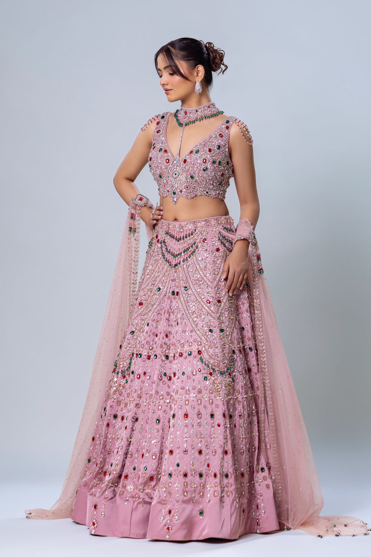 Ada Desert Pink Lehenga Choli Set, Roop Vatika by Raj Arora