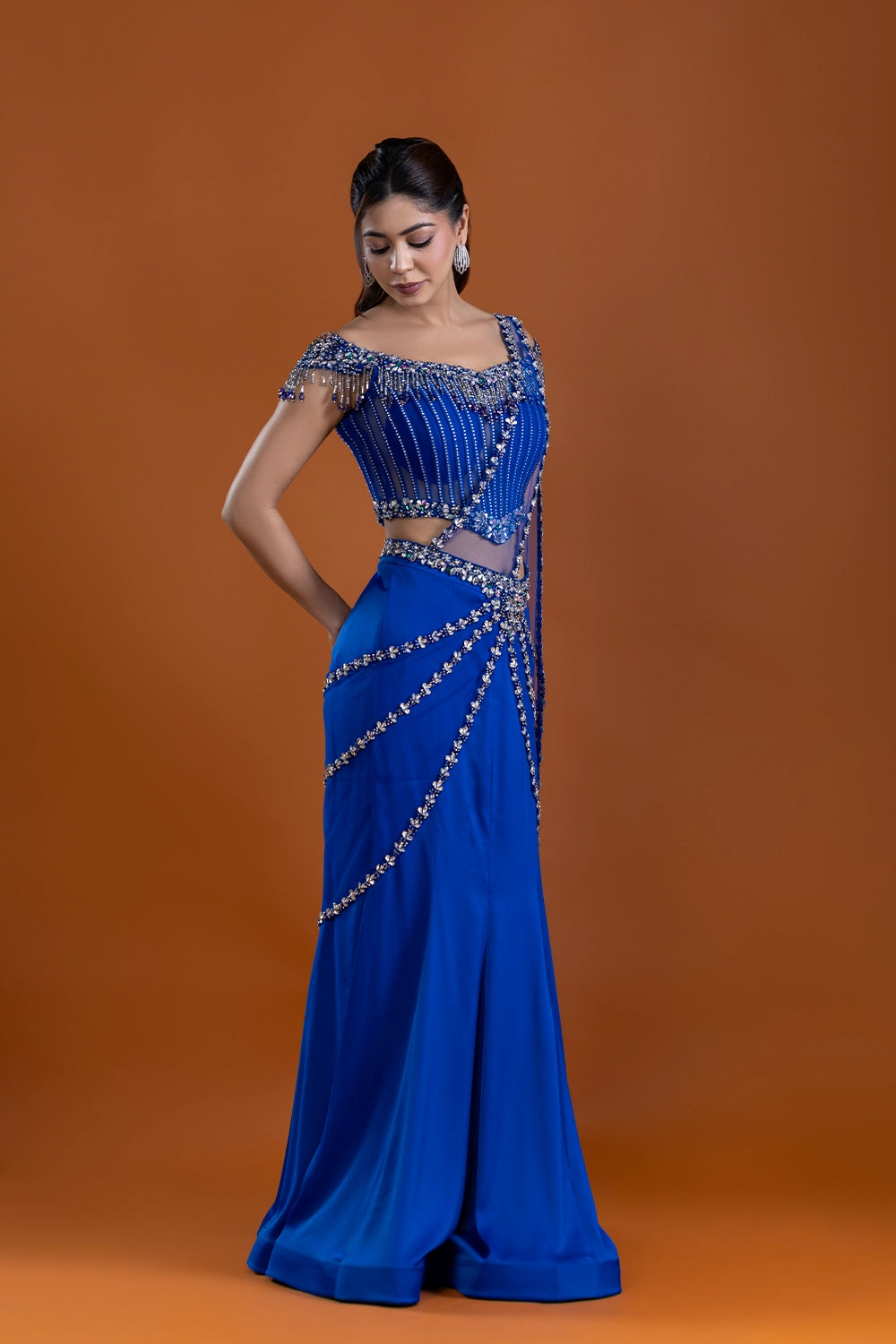 Neelmani Royal Blue Corset Saree