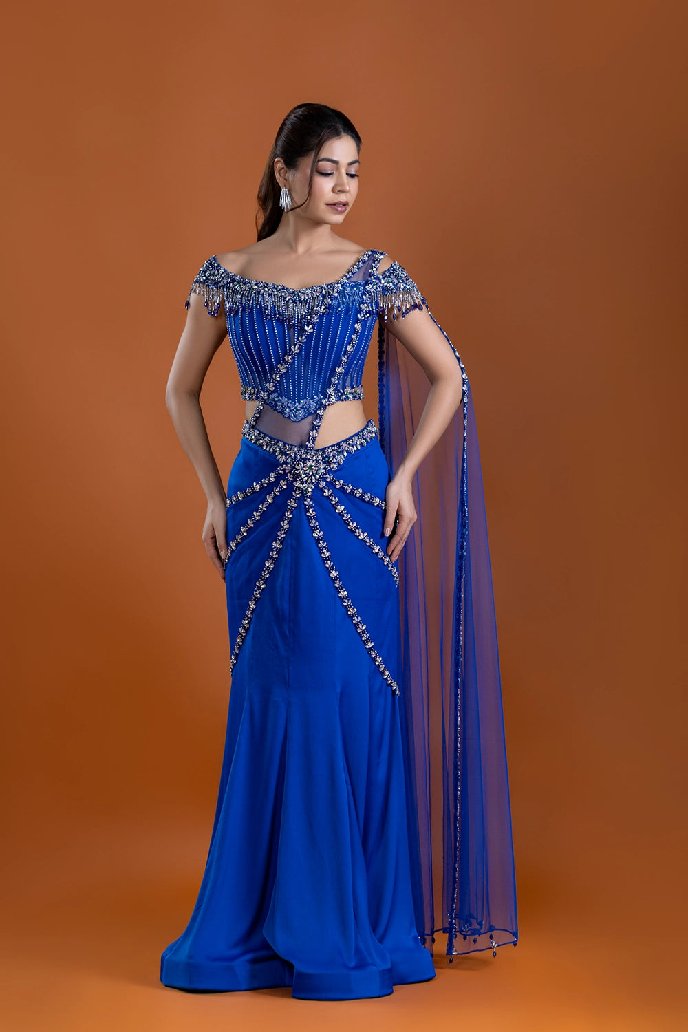 Neelmani Royal Blue Corset Saree
