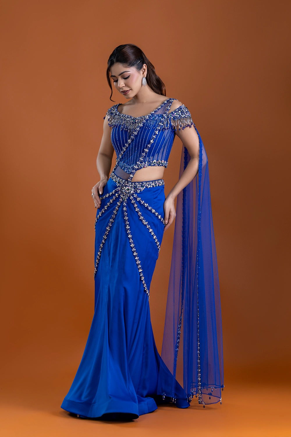 Neelmani Royal Blue Corset Saree