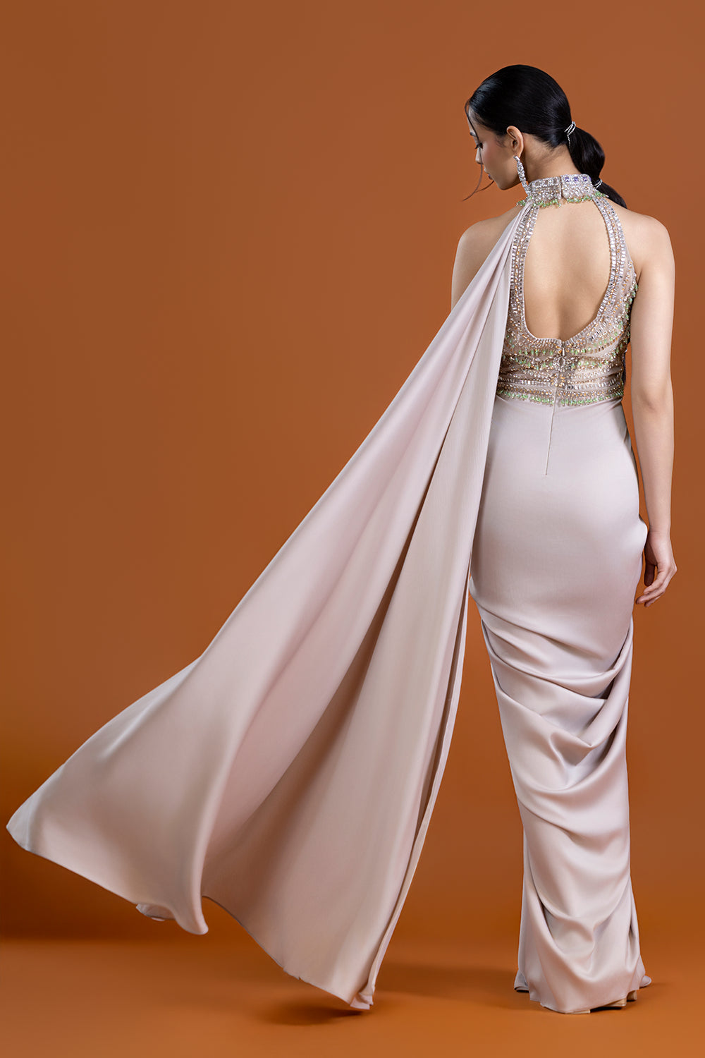 Aabroo Beige Drape Saree