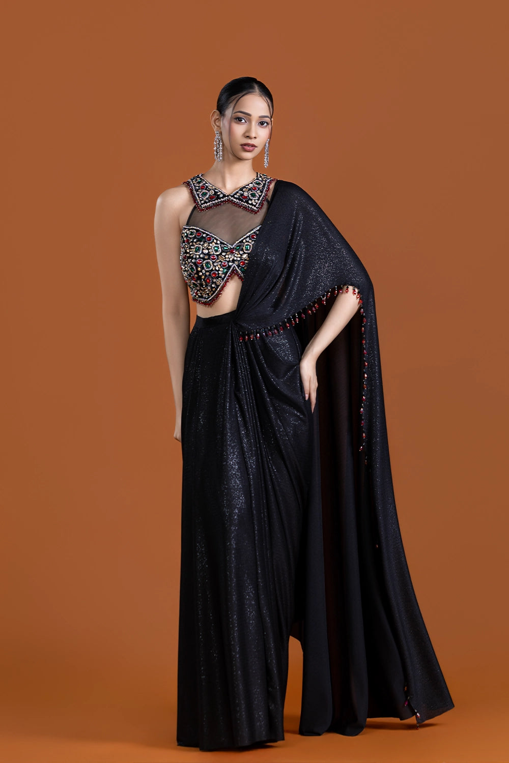 Shab Black Drape Saree