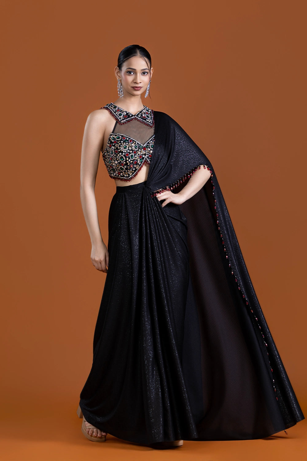 Shab Black Drape Saree