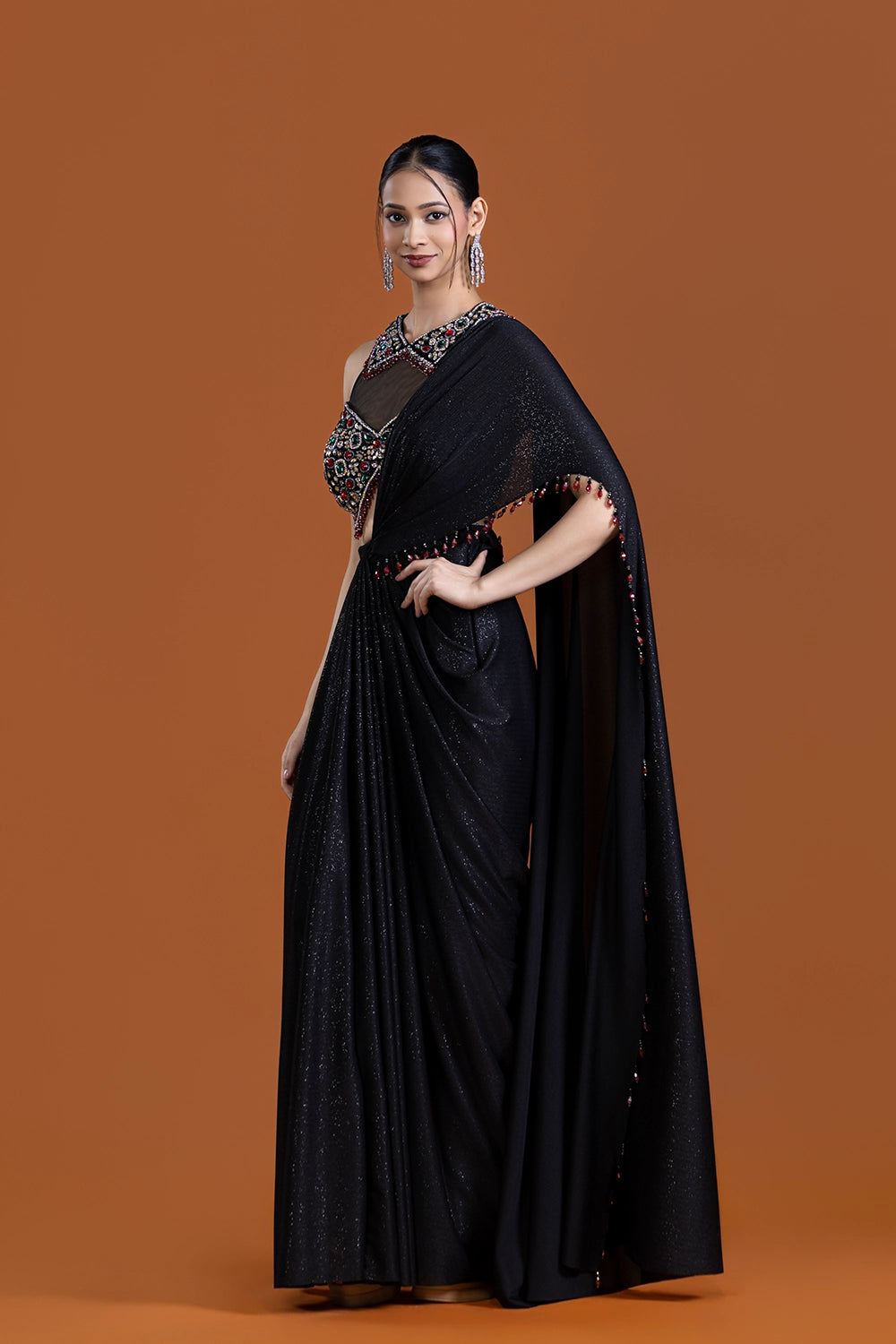 Shab Black Drape Saree