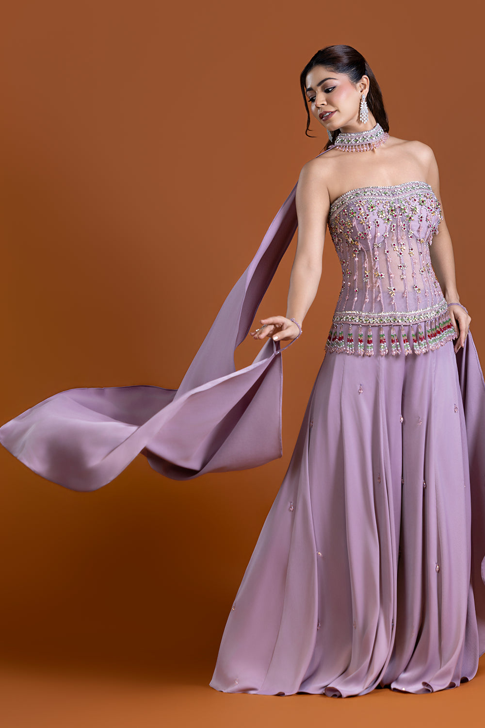 Mehnaaz Dusty Mauve Sharara Suit