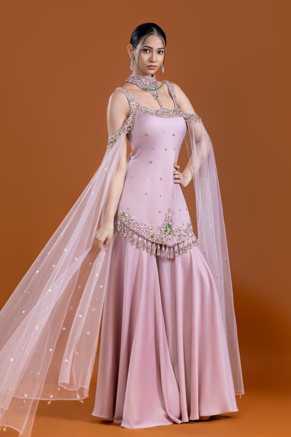 Gulnoor Blush Berry Gharara Suit