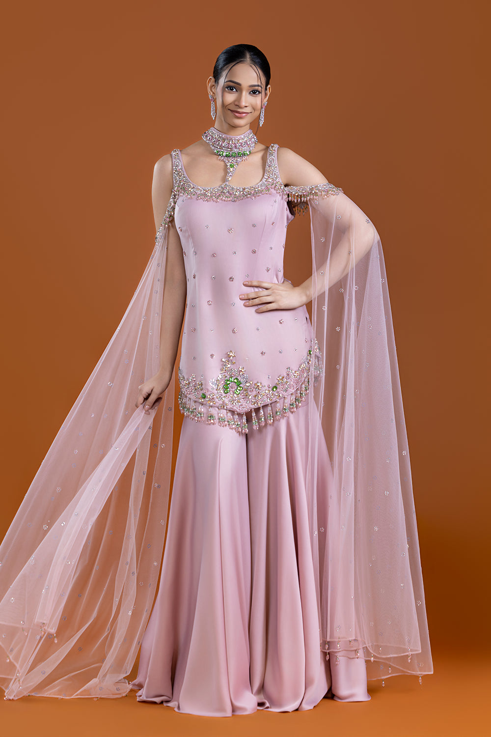 Gulnoor Blush Berry Gharara Suit