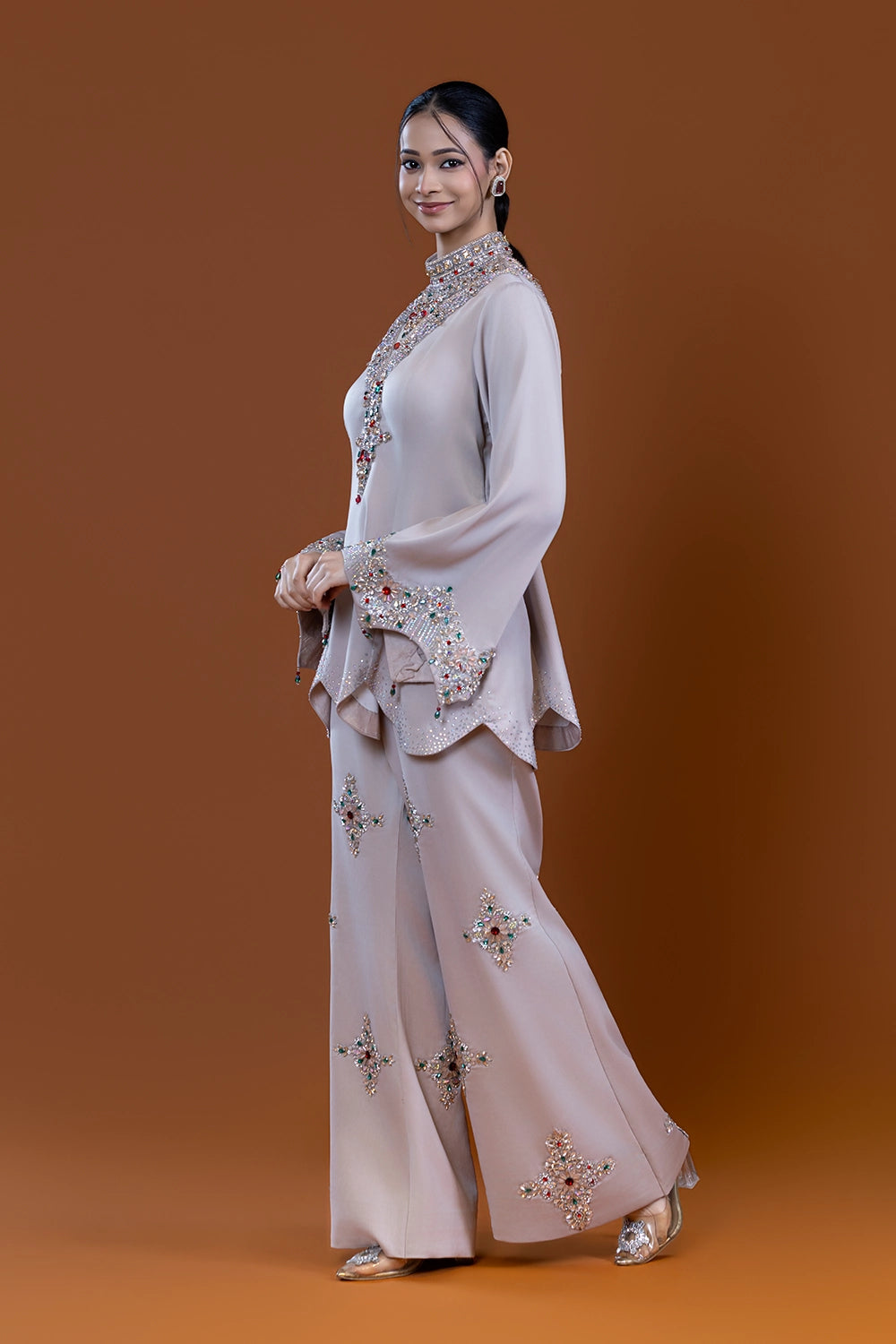 Rabia Beige Palazzo Suit