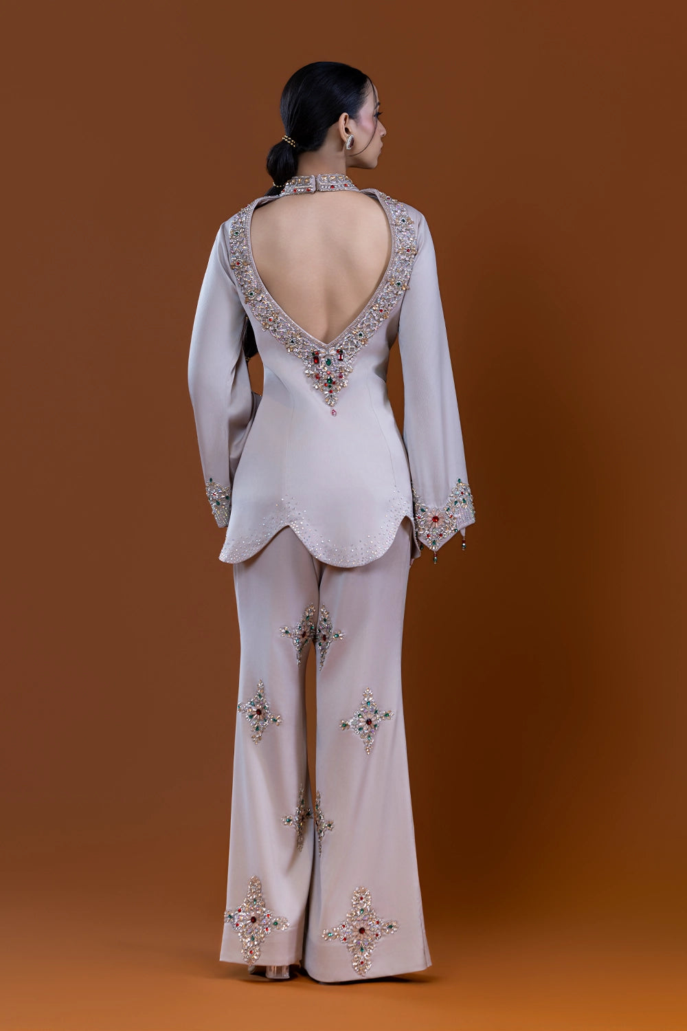Rabia Beige Palazzo Suit