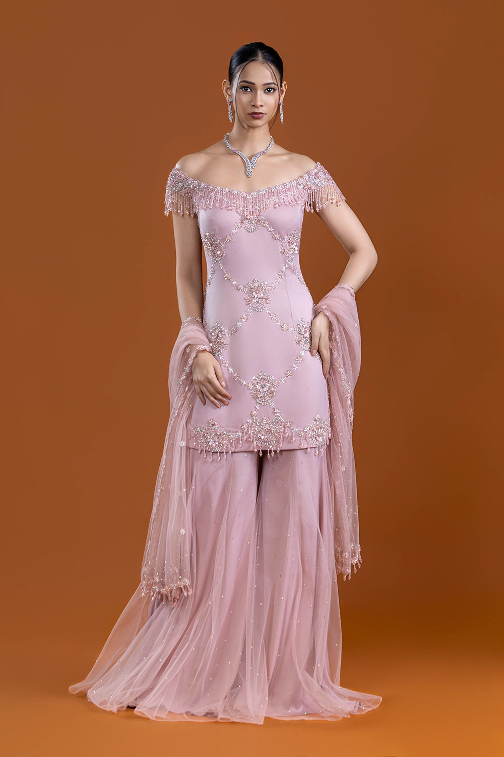 Taajdar Blush Berry Sharara Suit