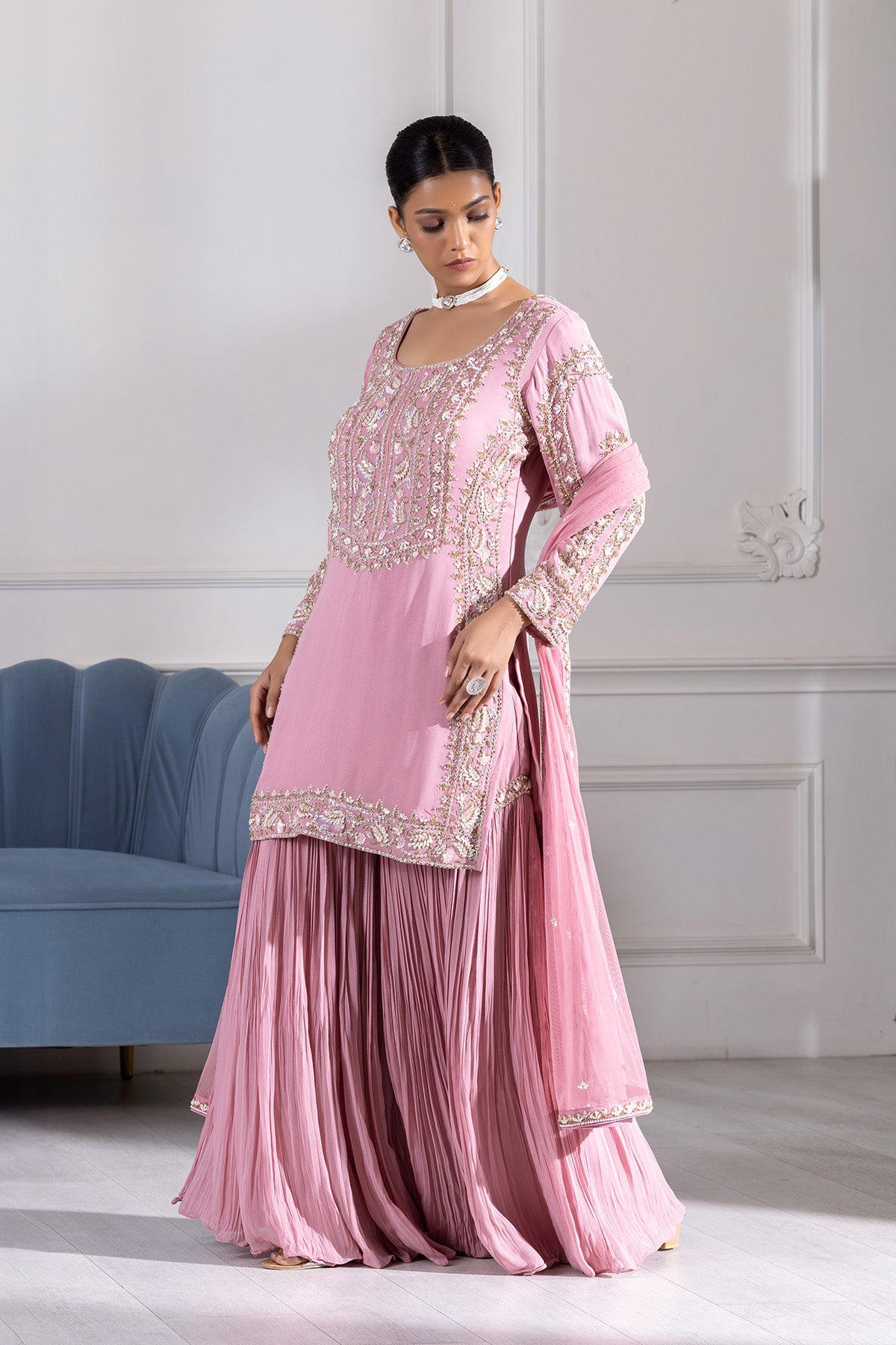 Blossom Pink Sharara Ensemble