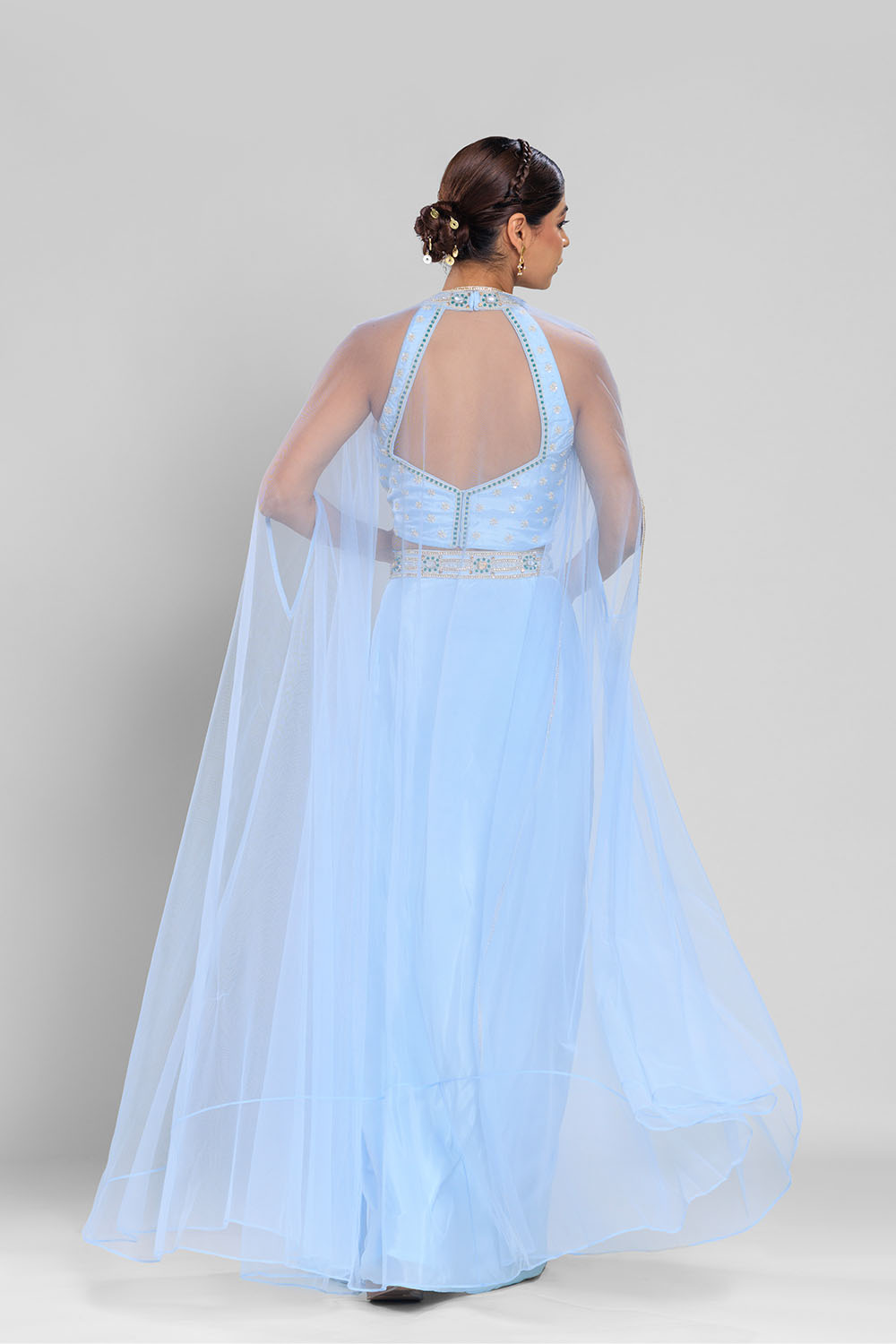 Ziva Blue Crop top and skirt set - Roop Vatika Official