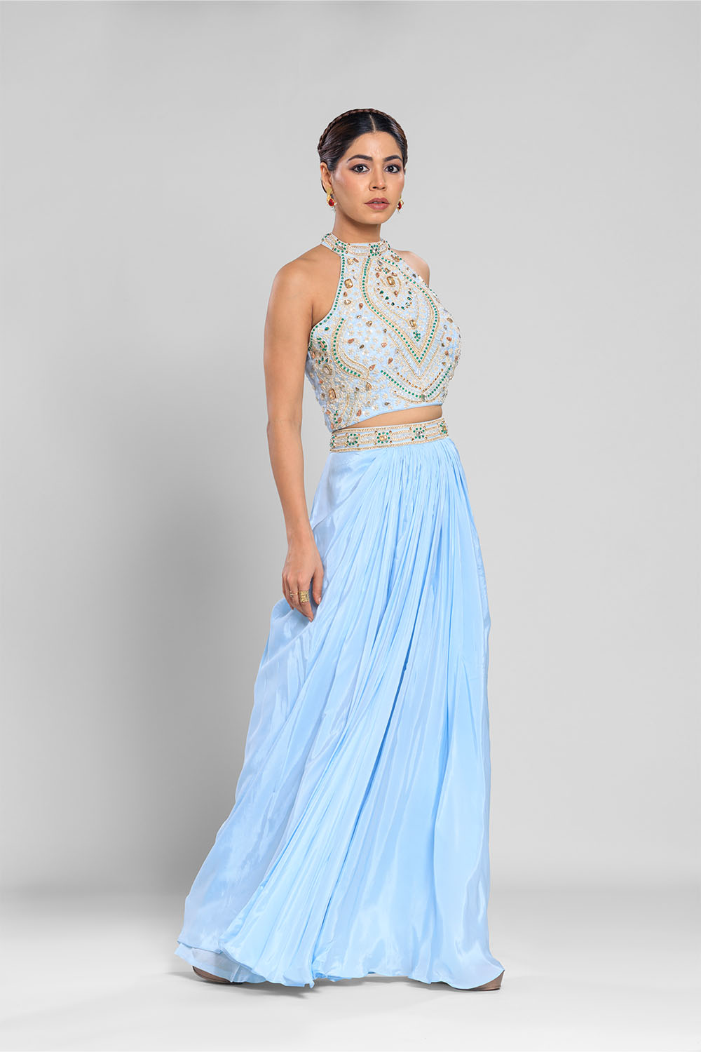 Ziva Blue Crop top and skirt set