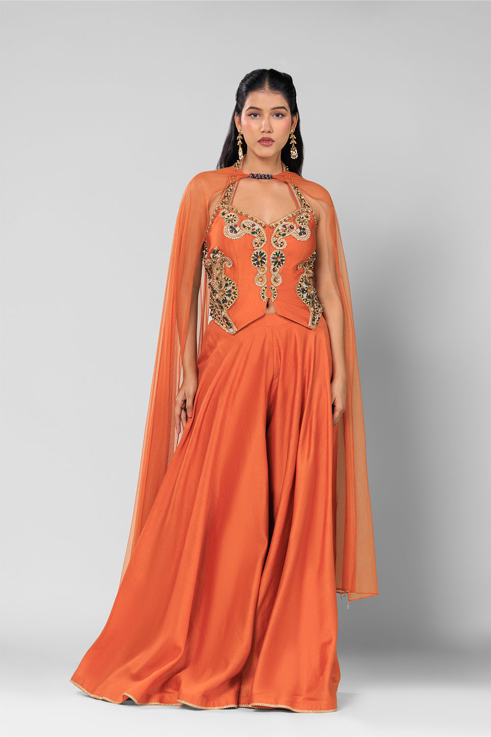 Rust Rangreza Sharara Set
