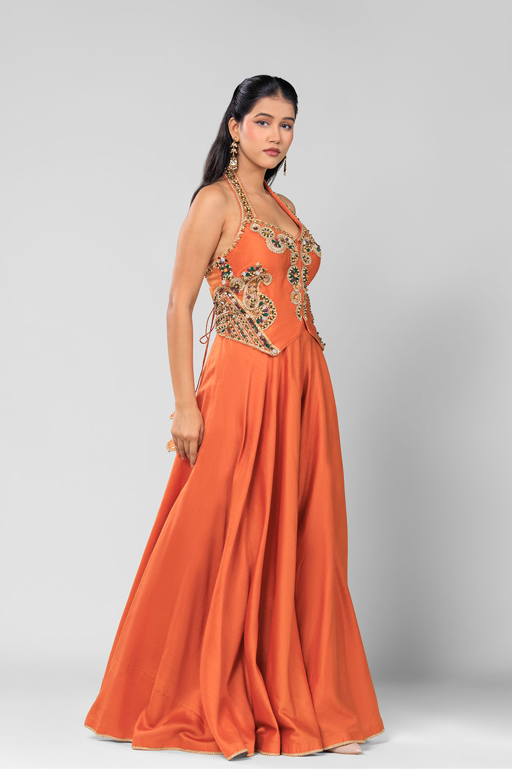 Rust Rangreza Sharara Set