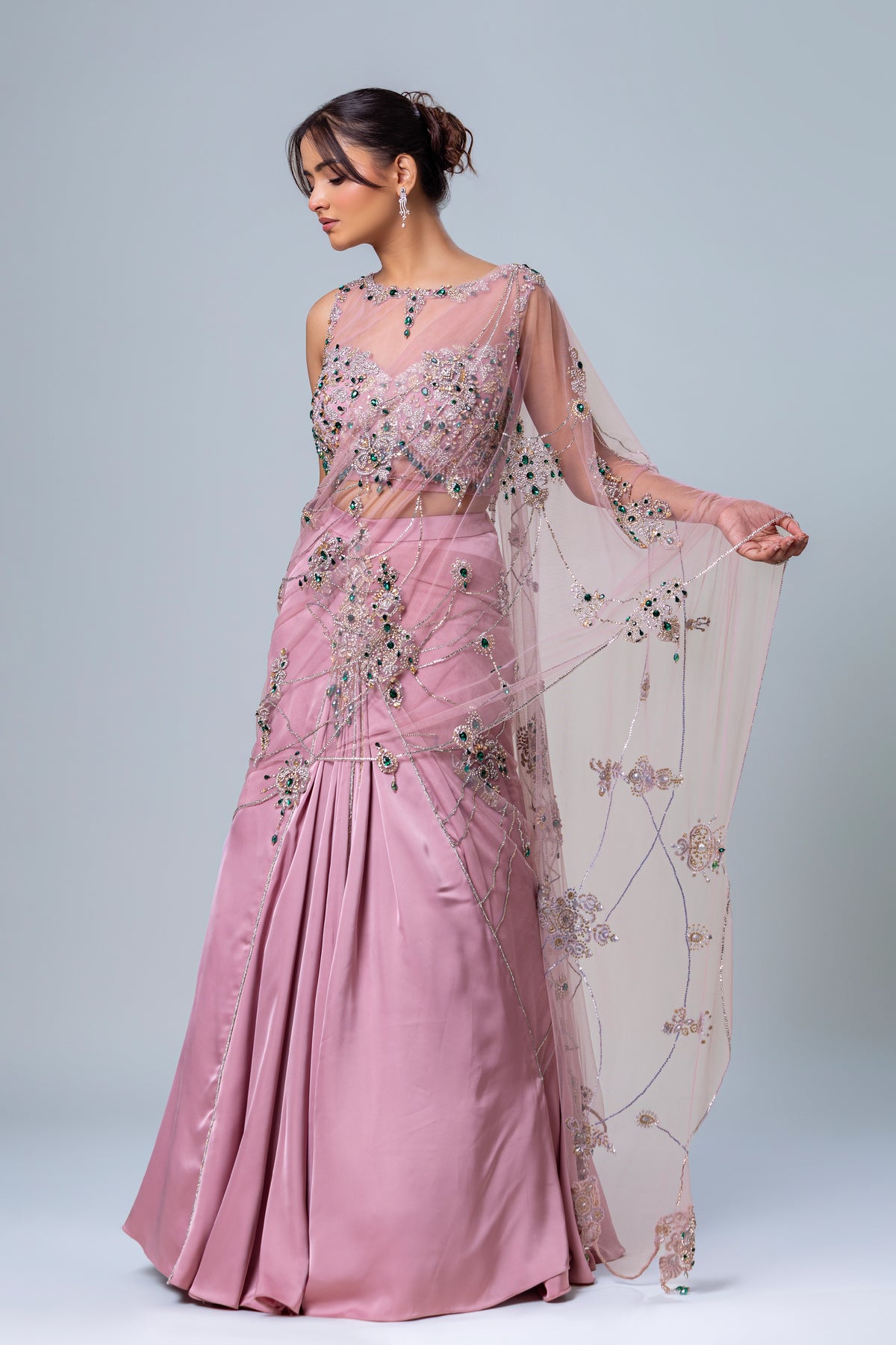 Noor Desert Pink Fishkali Concept Saree