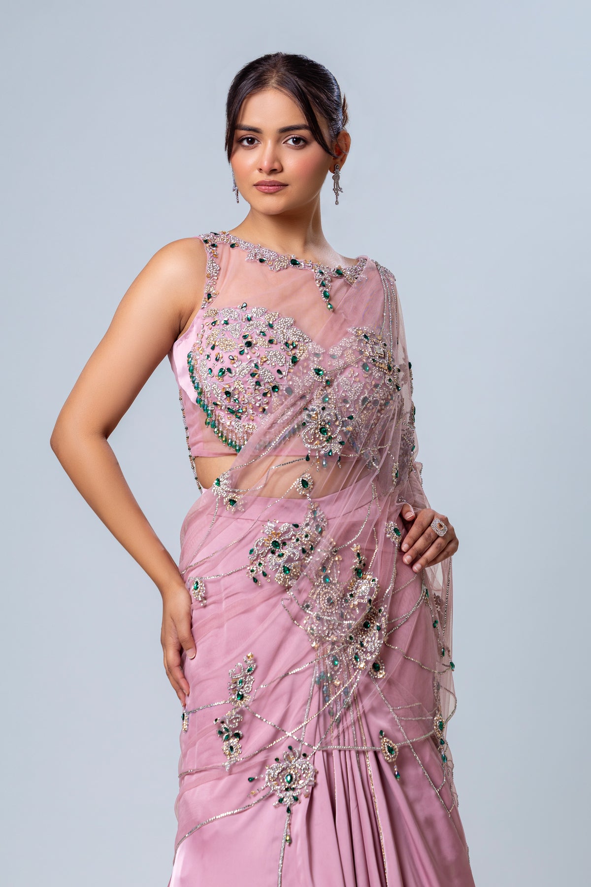 Noor Desert Pink Fishkali Concept Saree