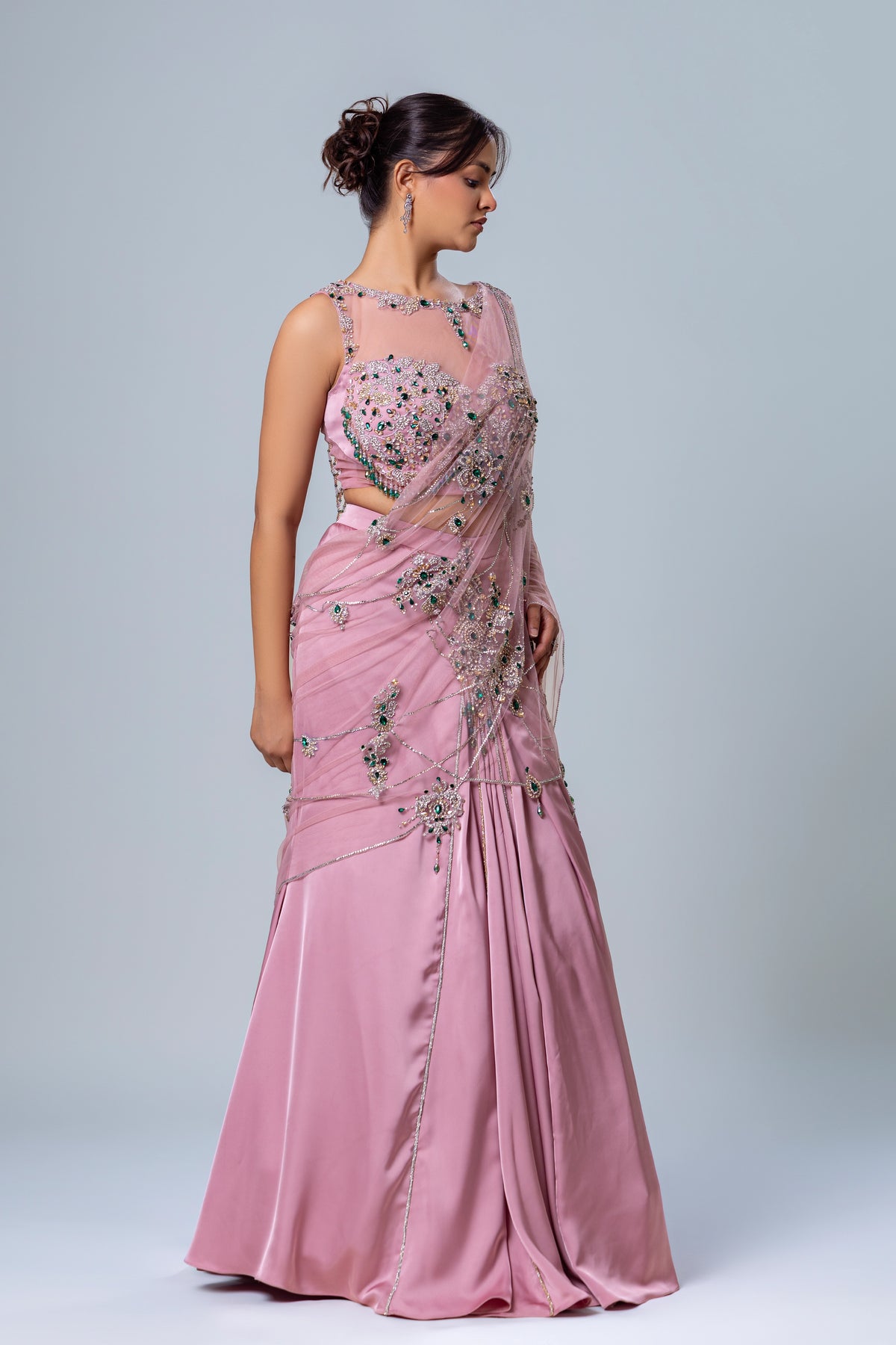 Noor Desert Pink Fishkali Concept Saree