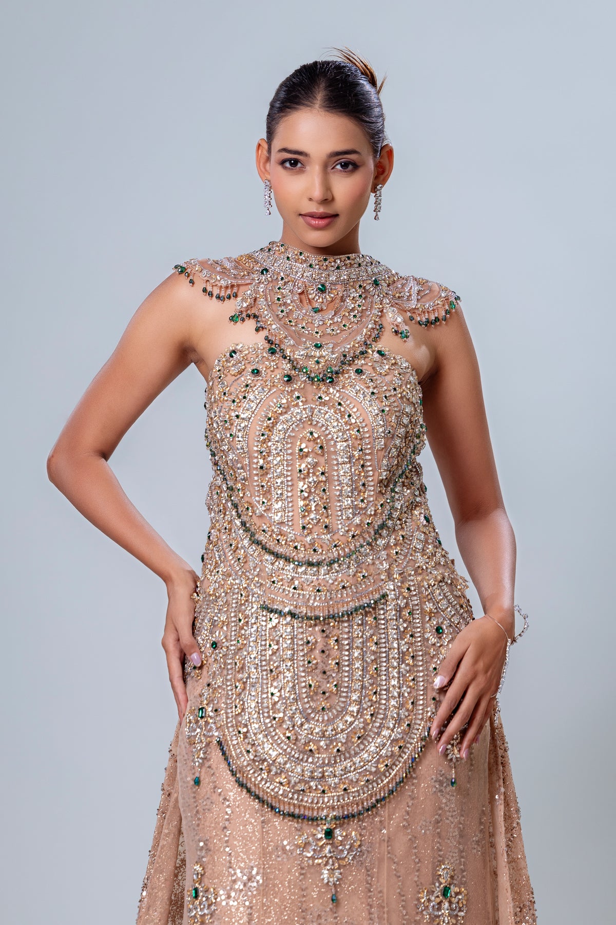 Rosette Rose Gold Tube Fishcut Gown Set