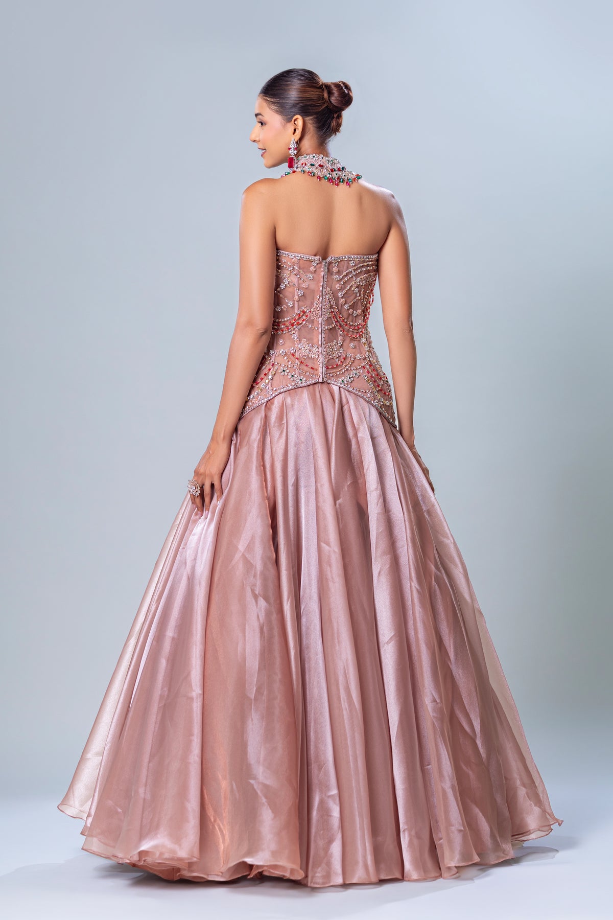 Fiza metallic Copper Corset Gown, Roop Vatika by Raj Arora