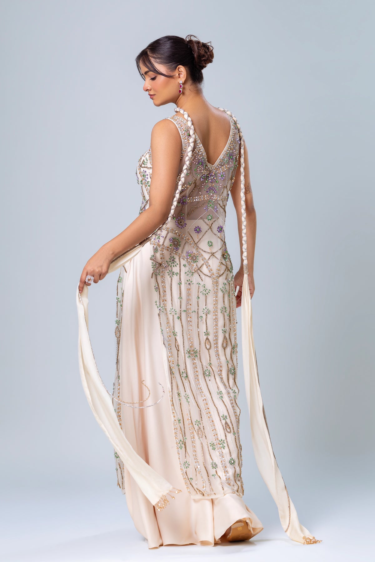 Sitara Ivory Long Sheer Sharara Set