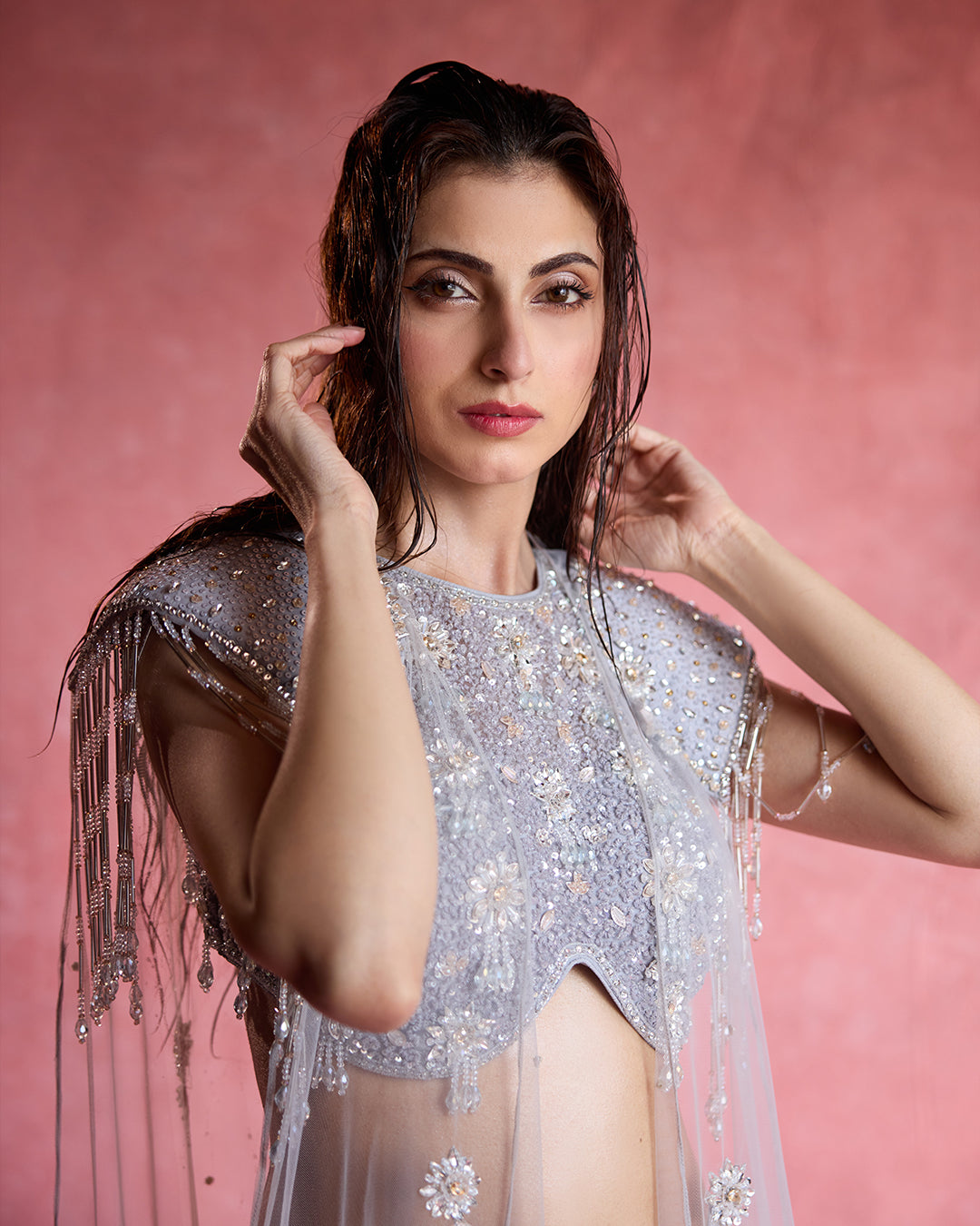 Pari Grey Cape Lehenga Set, Roop Vatika by Raj Arora